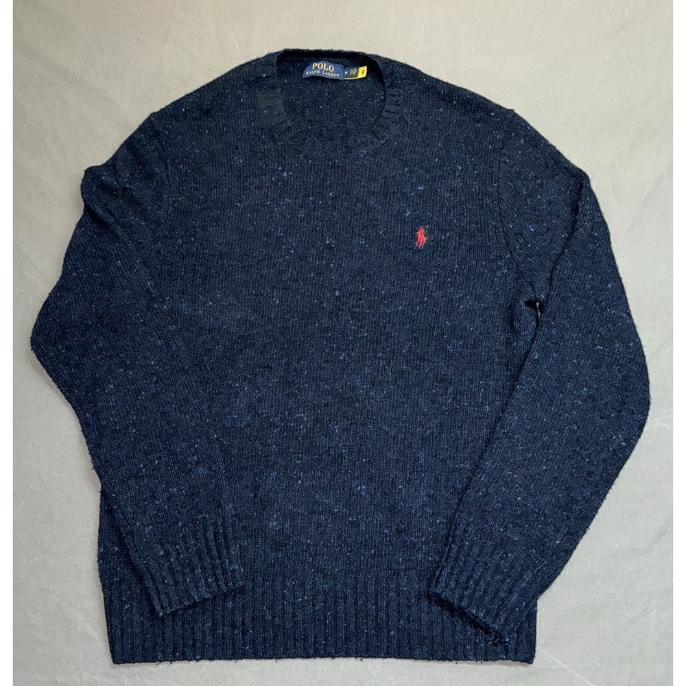 Polo Ralph Lauren Men's Speckled Wool Blend Crewneck Sweater Navy Size Medium
